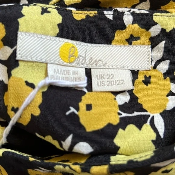 NWT Boden Victoria Skirt Pleated Black Yellow Floral Lined 20 / 22 - Picture 5 of 11